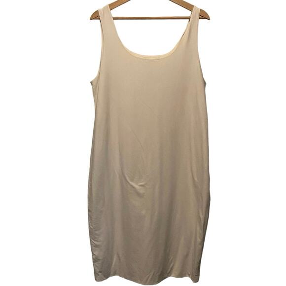 PERUVIAN Connection Dress Pima Cotton Tank Cream Double Layer Casual Chic Boho - Picture 1 of 6